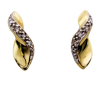 9ct Gold 2-Tone Diamond Stud Earrings